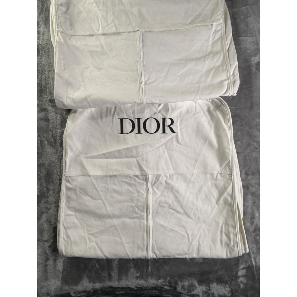 Dior Garment Bag White Canvas Suit Cover Travel Storage Zip Logo 37x26 - Picture 7 of 9